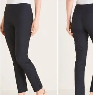 Chico's So Slimming Brigitte Slim Leg Button Hem Ankle Pants in Refined Indigo